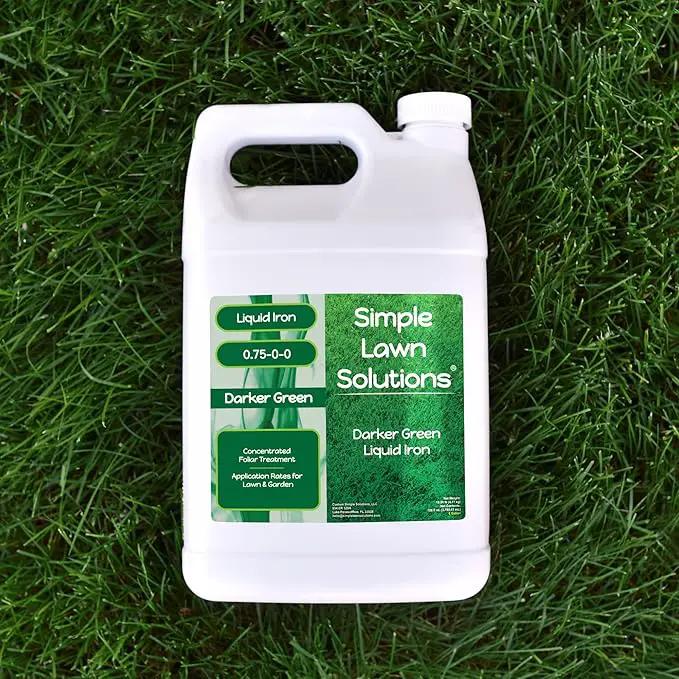 Simple Lawn Solutions - Liquid Iron Fertilizer Darker Green - Chelated Micronutrients - Concentrated Spray Booster for Turf Grass, Indoor Plants and Outdoor Garden (1 Gallon) by GreenHaven Gardens