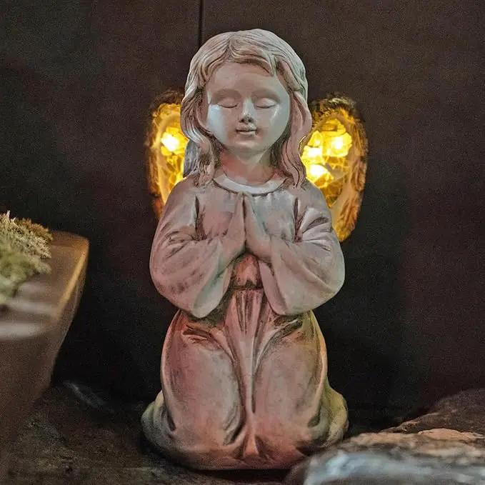 Outdoor Decor - Angel Statue, Solar Powered, Praying Angel for Patio, Lawn, Porch by GreenHaven Gardens