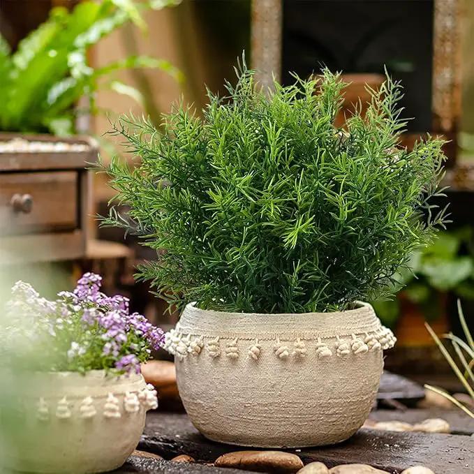 Artificial Plants Flowers Grass Shrubs 8 Pack No Fade Faux Plastic Flowers Outdoor for Farmhouse Garden Porch Patio Indoor Wedding Decoration Greenery Fake Plants uv Resistant by GreenHaven Gardens