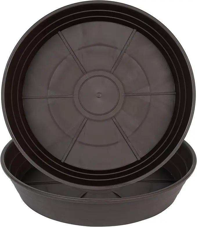 Plant Saucer 14 Inch 2 Pack 6 8 10 12 14 16 18 20 25, Plastic Plant Trays for Pots，Extra-Deep Plant Water Dray Tray, Bird Bath Bowl, Heavy Flower Plant Saucers Indoors and Outdoor No Holes by GreenHaven Gardens