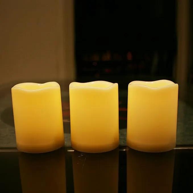 iZAN 3-Pack Outdoor Flameless LED Battery Operated Candles with Remote Waterproof Flickering Electric Pillar Candles for Halloween Chirstmas Home Wedding Party Festival Décor Long Battery Life 3”x4” by GreenHaven Gardens