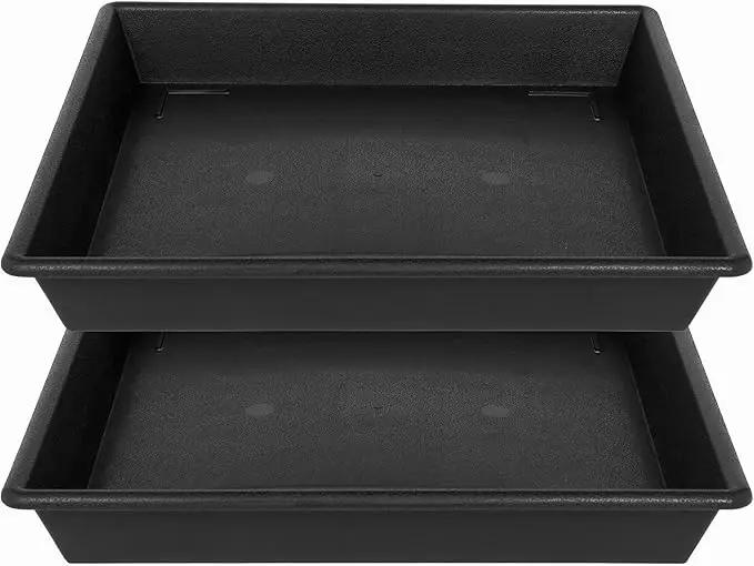 Square Plant Saucer 14 Inch 2 Pack 8 12 14 16 18 20 Plant Trays for Pots Heavy Duty Plastic Plant Saucers for Indoors Outdoors, Flower Pot Plant Drip, Extra Lager No Holes Plant Tray by GreenHaven Gardens