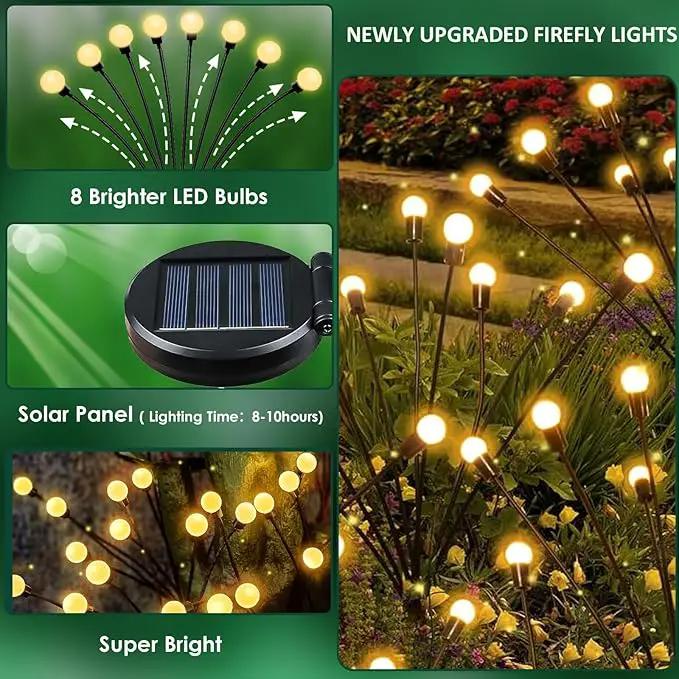 4-Pack Solar Garden Lights, 32 LED Solar Lights Outdoor for Garden Decor, Waterproof Firefly Light Outdoor (Sway by Wind), Swaying Light for Outside Yard Pathway Landscape Decorations (Warm White) by GreenHaven Gardens