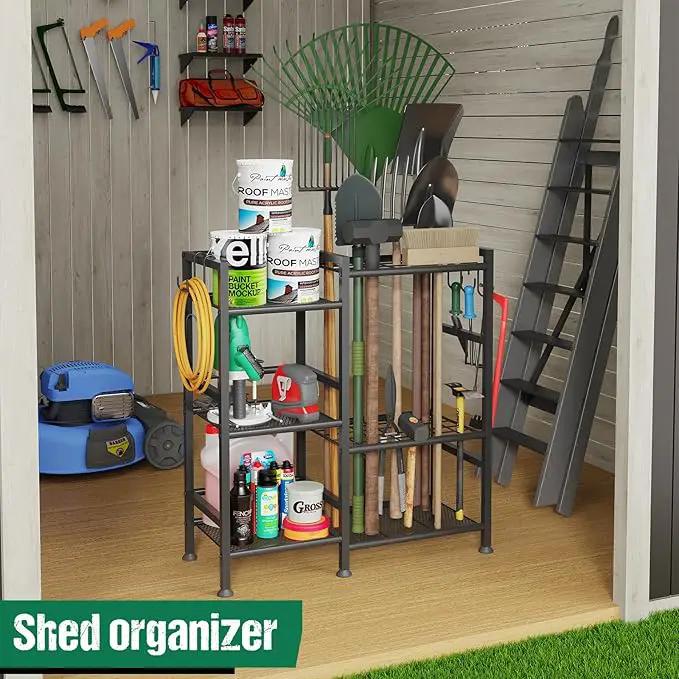 keomaisyto Garden Tool Organizer for Garage Organization, 3 Tier Yard Tool Storage Rack with 35 Long-Handled Tool Slots, Heavy Duty Garden Tool Holder with Large Hooks for Shed, Yard, Garage by GreenHaven Gardens