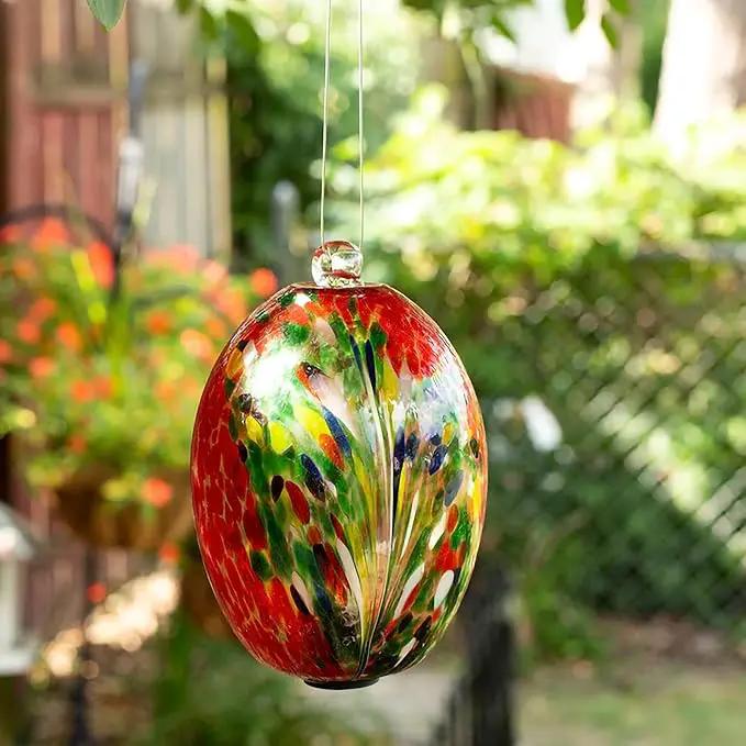 Echo Valley 4617 LED Solar Lanterns and Orbs, Luminous, Hand-Blown Art Glass Red by GreenHaven Gardens