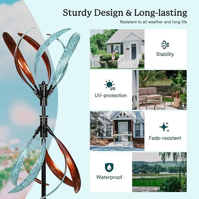 Wind Spinners Outdoor – Metal Large Wind Spinner with Stake for Yard and Garden, Garden Wind Sculptures & Spinners, Ideal Gift for Family (13'' W x 70.5'' H) by GreenHaven Gardens