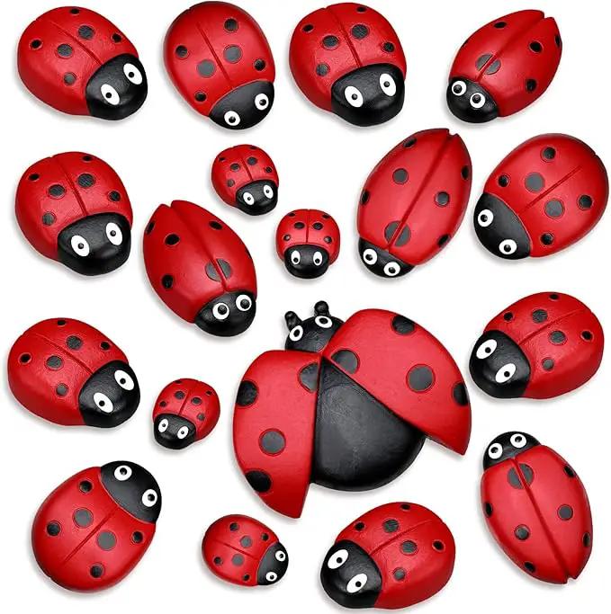 Gerrii 18 Pcs Small Resin Ladybugs Garden Decor Stones Holiday Ladybug Garden Yard Decorations Outdoor 4 Size Ladybug Mom Gifts Lady Bugs Yard Decorations by GreenHaven Gardens
