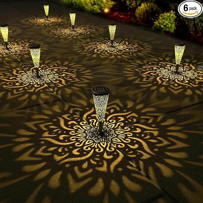6 Pack Solar Lights Outdoor Garden Decorative with Warm Light Waterproof Pathway Landscape Lights for Path Patio Backyard Walkway Yard Garden Decor (Black, 6Pcs) by GreenHaven Gardens