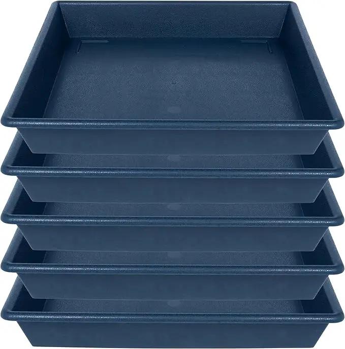 Square Plant Saucer 10 Inch 5 Pack, Plant Stand Flower Pot No Holes, Plant Trays for Pots Heavy Duty Plastic Plant Saucers for Indoors Outdoors Plant Lover Gardening Gifts by GreenHaven Gardens