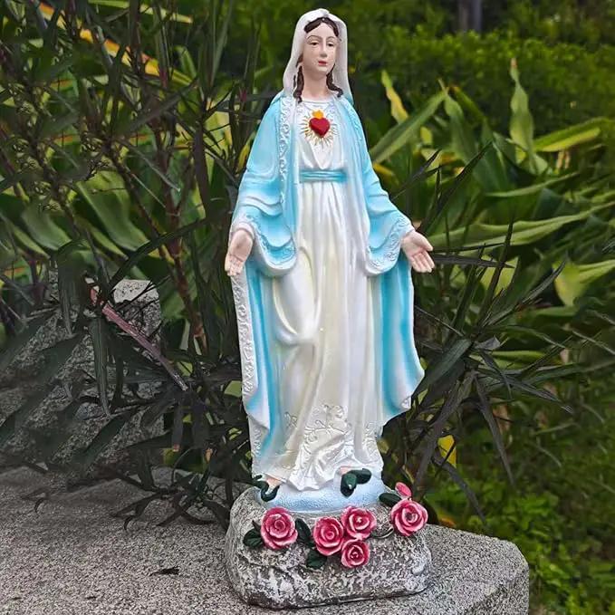 Solar Outdoor Garden Lights Religious Series-Virgin Mary Statue,Blessed Virgin Mary Mother Figure with Solar Flower Ligths,Home/Garden Decor, Religious Gift to Women/Mom(11.81" H) by GreenHaven Gardens