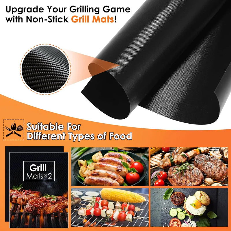 Yoehka BBQ Grilling Accessories Set, 34Pcs Heavy Duty Grill Tools for Outdoor Camping, Grilling Gifts for Men Dad, Stainless Steel Barbecue Utensils Kit with Mats and Glove in Carrying Bag, Brown by GreenHaven Gardens