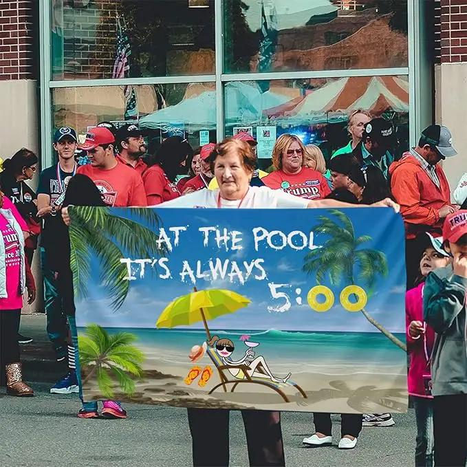 At The Pool It'S Always 5 00 Flag 3x5 Ft Outdoor Decoration Banner House Flags Yard Farmhouse Garden Indoor Sign by GreenHaven Gardens