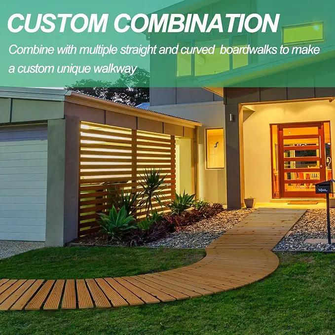 RELIANCER 6' Wooden Garden Pathway,Outdoor Roll Out Cedar Curved Walkway,Patio Path Decorative Garden Boardwalk Walkways,Weather-Resistant Roll Up Beach Wood Road Floor,Wedding Party Pathways by GreenHaven Gardens