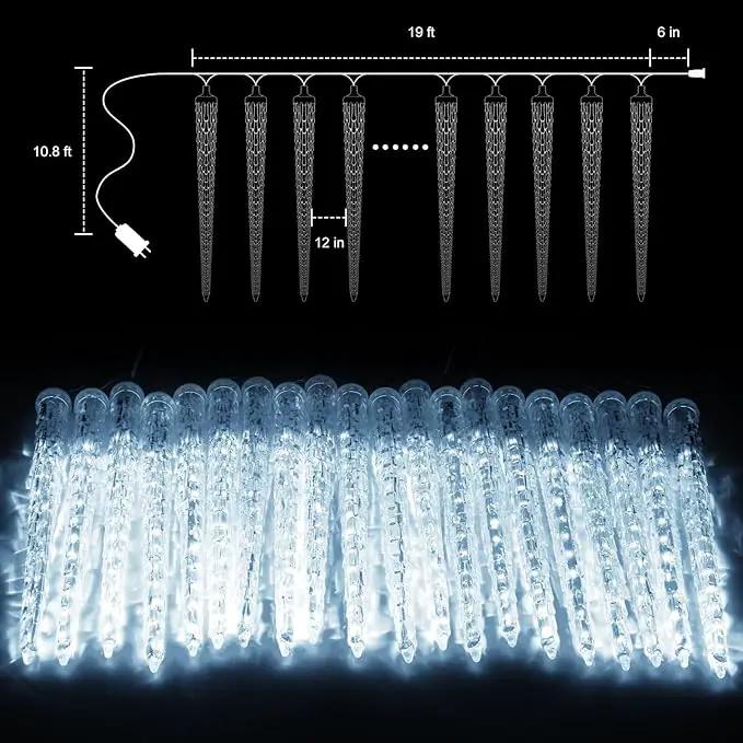 Christmas Meteor Shower Lights Outdoor, 30 Ft With 20 Large Tube 480 LED Dropping Effect, Waterproof Icicle Indoor for Tree Patio Roof Holiday Decor, Cool White by GreenHaven Gardens