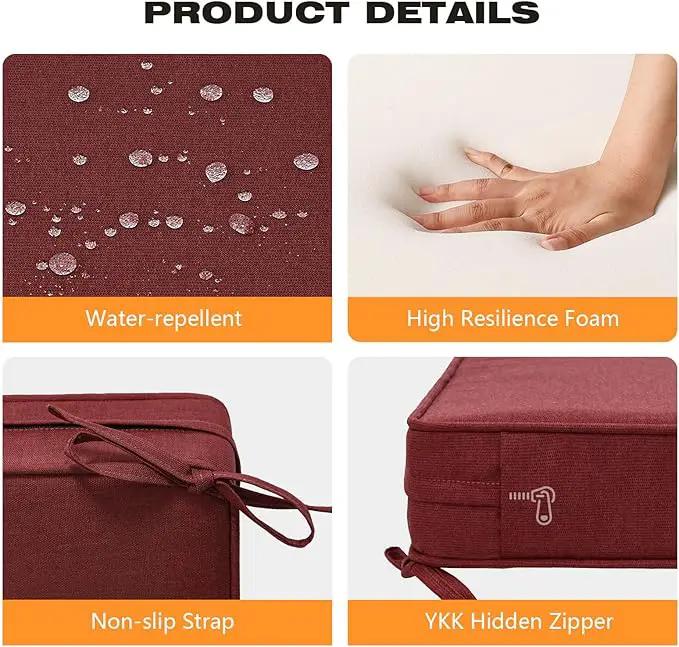 Sunbrella Square Corner Seat Cushions, 18.5" x 16" x 3", Set of 4, Indoor Outdoor Water Repellent Universal Chair Pads with Ties for Patio Furniture, Garden Dining Chairs, Spectrum Brick by GreenHaven Gardens
