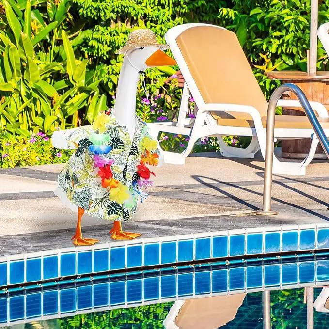 Goose Outfit Lawn Goose Porch Clothing Outfits for Yard Summer Luau 23'' Lawn Outdoor Decoration(Fresh Style) by GreenHaven Gardens