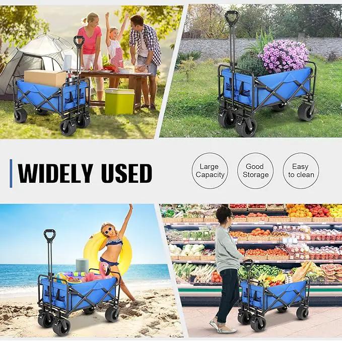 Beach Wagon with Big Wheels for Sand,Collapsible Folding All Terrain Utility Wagons Carts Foldable with Brakes for Sand Camping Sports Outdoor. by GreenHaven Gardens