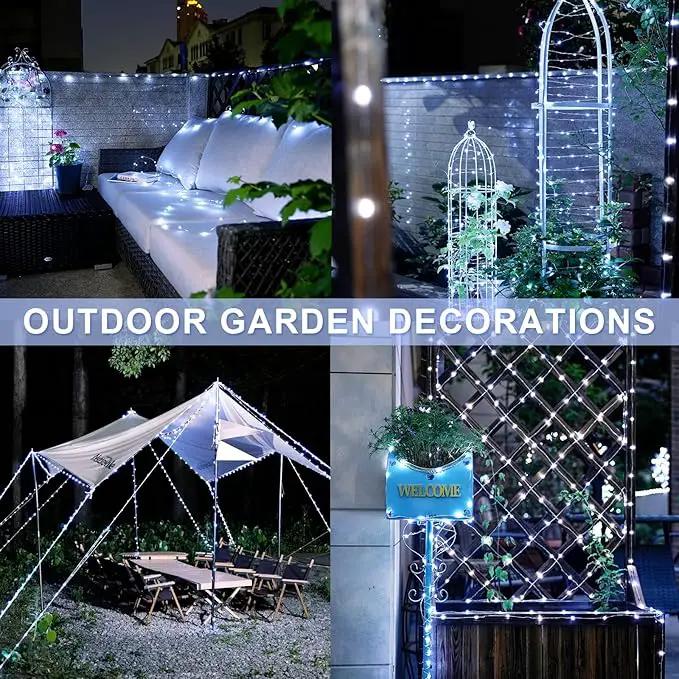 JMEXSUSS Total 400 LED White Solar Christmas Lights Outdoor Waterproof, 2 Pack 66ft Solar String Lights, 8 Modes Solar Fairy Lights for Yard Patio Tree Christmas Decor by GreenHaven Gardens