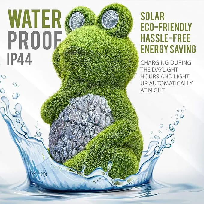 Large Frog with Light Up Eyes for Outdoors - Solar Powered Garden Frog Statue, Whimsical Outdoor Decor - Frog Solar Outdoor by GreenHaven Gardens