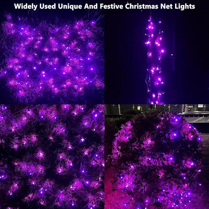 HISHINY Halloween Lights Outdoor,100LED 5ftx5ft Purple Net Lights with Connectable, Waterproof,UL Certified and Durable Green Wire Design for Bushes,Trees, Outdoor Indoor Party Decorations(Purple) by GreenHaven Gardens
