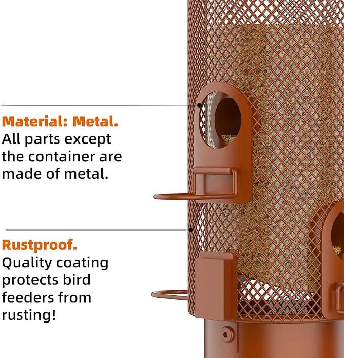 Metal Squirrel Proof Bird Feeder,Bird Feeders for Outdoors,Weight Activated Squirrel Proof Wild Bird Feeders with Finch Cardinal Chickadee,Large Capacity,Weatherproof and Durable,Reddish Brown by GreenHaven Gardens
