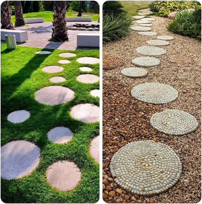 6 Pcs Round Stepping Stone Molds, 3 Size Reusable Cement Molds for Concrete, 8''/9.4''/ 10.8'' Plastic Concrete Mold for Casting Garden and Walkway by GreenHaven Gardens