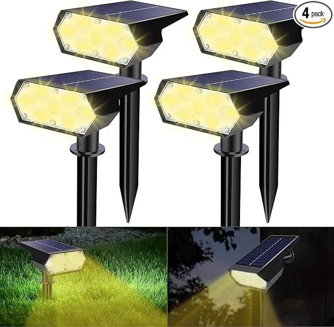 Solar Spot Light Outdoor, 49 LED Lights for Outside, 2 Modes Solar Powered Spotlights, Waterproof Pathway Light for Garden Yard Walkway Driveway Landscape Decorations (4 Pack-Warm White) by GreenHaven Gardens