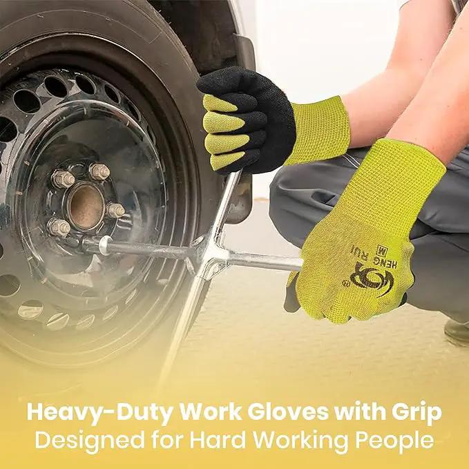 10 OR 20 Pairs Work Gloves–Heavy Duty Rubber Coated Safety Work Gloves–Multipurpose Gloves by GreenHaven Gardens
