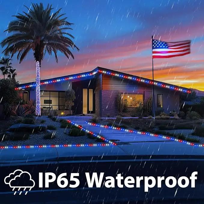 50ft LED Rope Lights Outdoor,360 LED Connectable & Flexible Tube Lights with 8 Modes, Waterproof LED Rope Lighting for Independence Flag Day, Memorial Day, Outdoor,Indoor Decor (Red & White & Blue) by GreenHaven Gardens