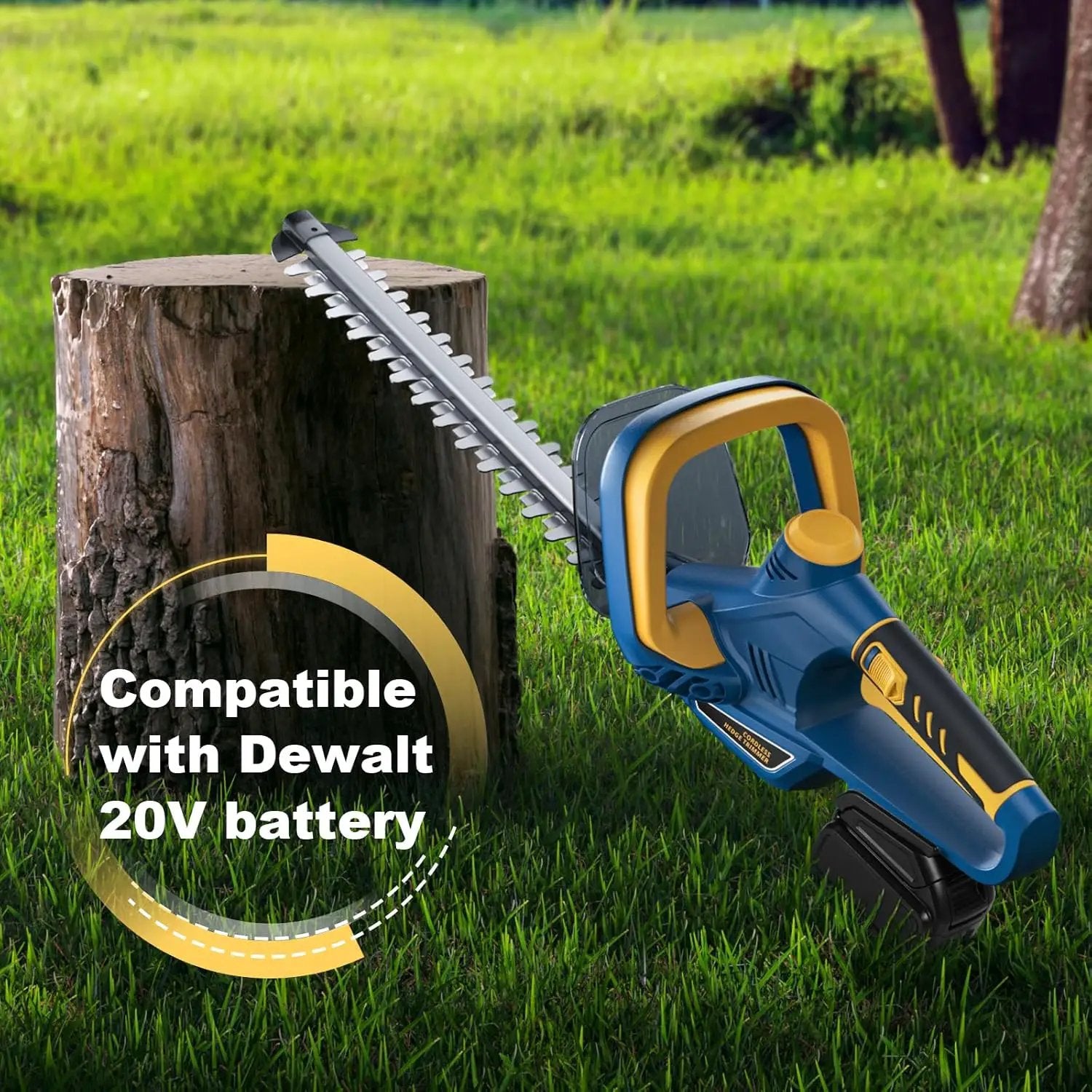 Hedge Trimmer for Dewalt 20V Battery, Cordless Hedge Trimmer with 22'' Dual-Action Blade, 1600RPM, 3/5'' Cutting Width, Rotating Handle & Dual Switch Design (Battery Not Included) (Navy Blue) by GreenHaven Gardens