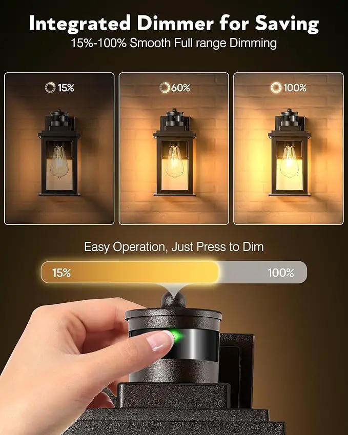 VIANIS 2 Pack Outdoor Lights for House, Brown Dusk to Dawn Motion Sensor Outdoor Light, Oil Rubbed Bronze Porch Lights Outdoor Lantern for Garden, Garage, Doorway, Aluminum,Hardwired, Non-Solar by GreenHaven Gardens