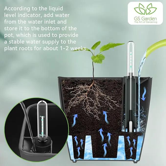 Self Watering Planters for Indoor Plants : 5 inch 6 Pack Grey Planter with Water Level Indicator African Violet Self Watering Flower Pot for Herb Pot House Plant Planting by GreenHaven Gardens