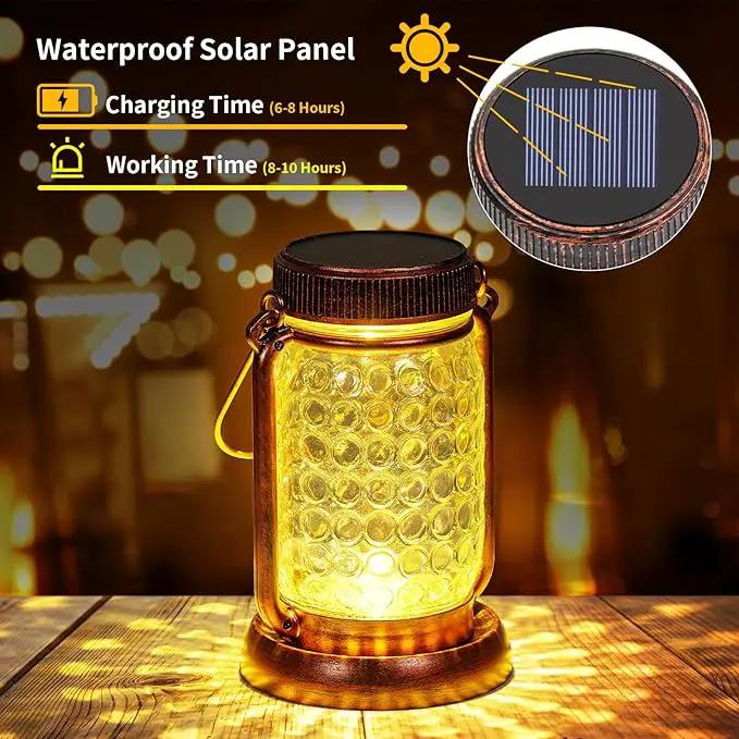 Outdoor Garden Decor, 4 Pack Solar Lantern Waterproof Warmwhite Mason Jar Hanging Lights, Porch Decorative for Garden Yard Patio Backyard Deck Courtyard Lawn by GreenHaven Gardens
