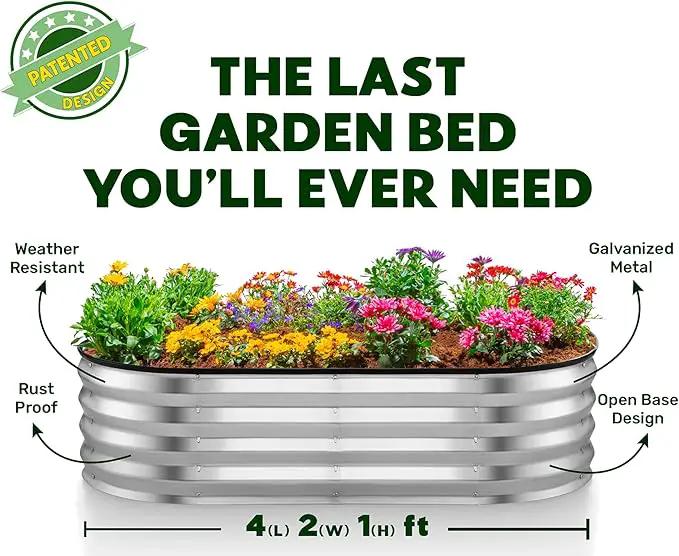 Galvanized Raised Garden Beds Outdoor // 4×2×1 ft (2-Pack) Planter Raised Beds for Gardening, Vegetables, Flowers // Large Metal Garden Box (Silver) // Patented Tool-Free Design by GreenHaven Gardens