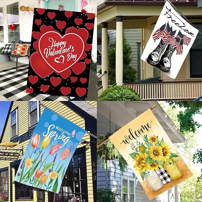 Seasonal Garden Flags Set of 12 Double Sided 28 x 40 Inch Yard Flags, Large House Flags for Outside, Fall Winter Halloween Christmas Outdoor Flags, Holiday Garden Flags for All Seasons by GreenHaven Gardens