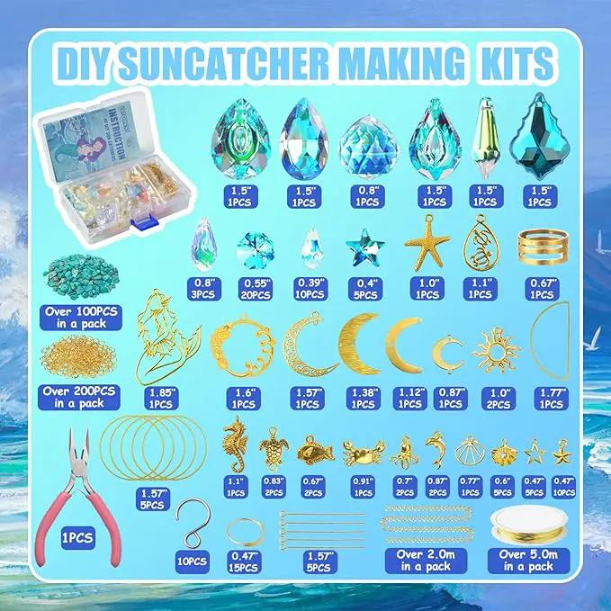 420pcs Suncatcher Making Kits for Adults Crystal Sun Catchers Crafts with Hooks Chains Pendants Rainbow Maker for Window Hanging Prism Indoor Outdoor Garden Xmas Wedding Party Decor (Mermaid) by GreenHaven Gardens