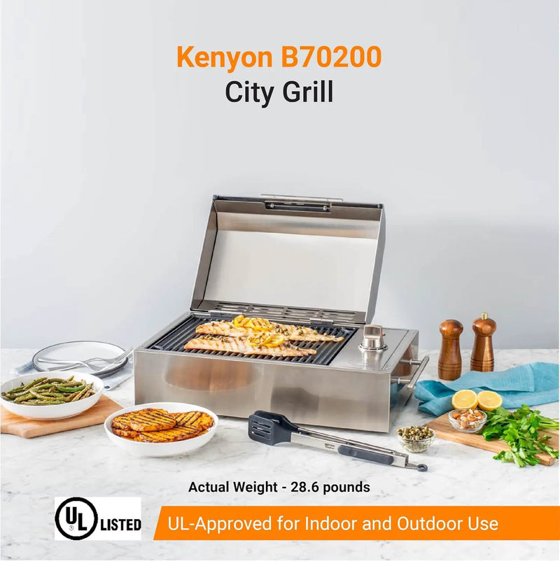 Kenyon B70200 City Grill, Portable Grill, Stainless Steel, Single Burner, Knob Control, Faceted Lid, UL Approved For Use Indoors And Outdoors, Flame-Free, 120V by GreenHaven Gardens