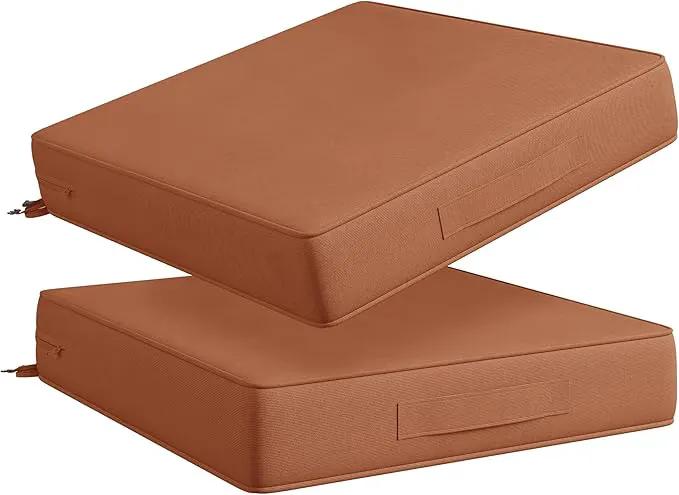 Codi Outdoor Chair Cushions 19x19 Inch, Waterproof Seat Cushion for Patio Furniture with Handles & Adjustable Straps, Fade Resistant - Set of 2, Spice by GreenHaven Gardens