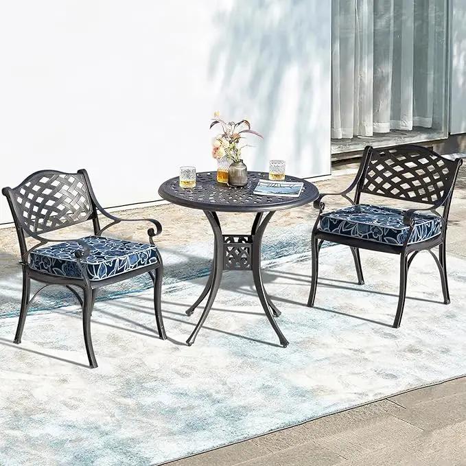 LVTXIII Patio Chair Cushions 22"x22"x3", Water-Repellent Outdoor Seat Cushions for Patio Furniture, Square Chair Pads with Ties for Home Garden Decoration, Set of 2, Flower Navy by GreenHaven Gardens
