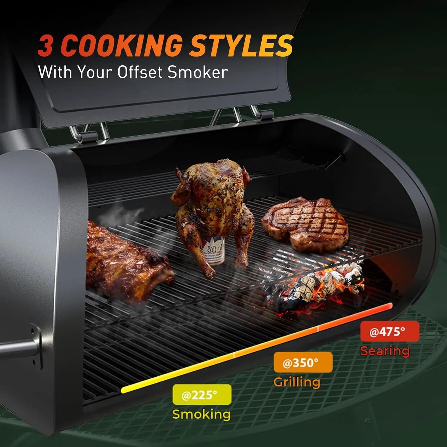 Brand-Man Charcoal Offset Smoker Grill, Heavy-Duty Barrel BBQ Grill Smoker Combo with Side Fire Box for Outdoor Patio and Backyard Cooking by GreenHaven Gardens