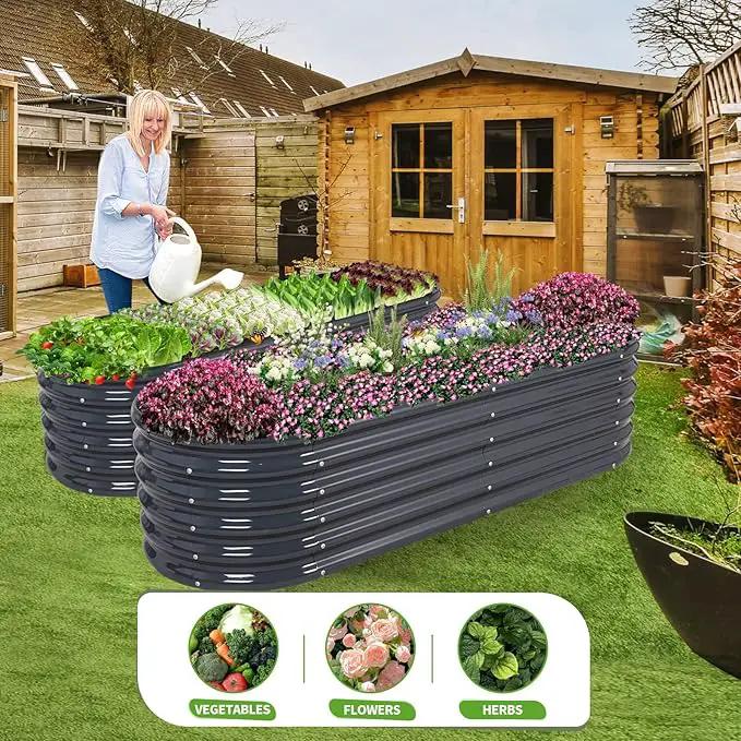 Galvanized Raised Garden Bed Outdoor- Raised Beds for Gardening| Metal Planter Box, Steel Raised Garden Bed Kit with Safety Edging and Gloves for Vegetables, Flower, Herbs (6x2x1.4FT, Gray) by GreenHaven Gardens