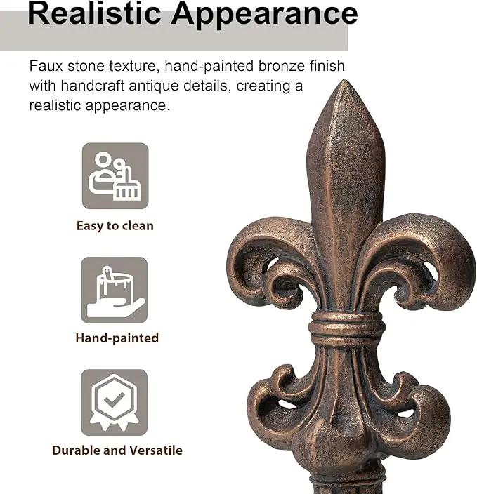 Glitzhome Fleur De Lis Garden Statue MGO Outdoor Decration, 21.25" H, Bronze by GreenHaven Gardens