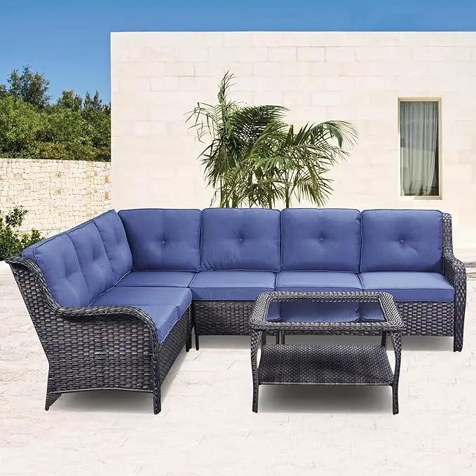 Patio Tables Outdoor Coffee Table - Wicker Rattan Coffee Tables with 2-Tier Storage Shelf Glass Top for Proch Deck Balcony Garden Squre Brown by GreenHaven Gardens