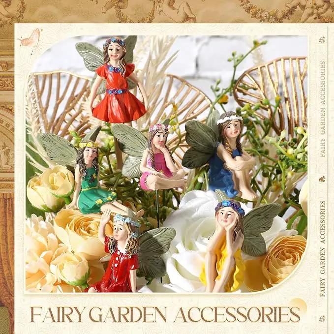 Bucherry 12 Pieces Garden Mini Fairies Figurines Miniature Fairy Sculpture Decoration Tiny Garden Accessories for Home Outdoor Yard Lawn Flower Pot Decor(Bright) by GreenHaven Gardens