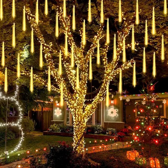 High Brightness 10 Tube 540 LED 20 Inch Meteor Shower Rain Lights Cascading Falling Rain Outdoor Lights for Christmas Roof Eaves Tree Decoration Icicle Raindrop by GreenHaven Gardens