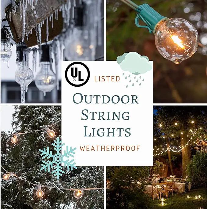 GOOTHY Globe Holiday String Lights with G40 Bulbs (50ft.) Backyard Patio Lights Garden Bistro Party Natural Warm Bulbs Cafe Hanging Umbrella Lights on Light String Indoor Outdoor-White by GreenHaven Gardens