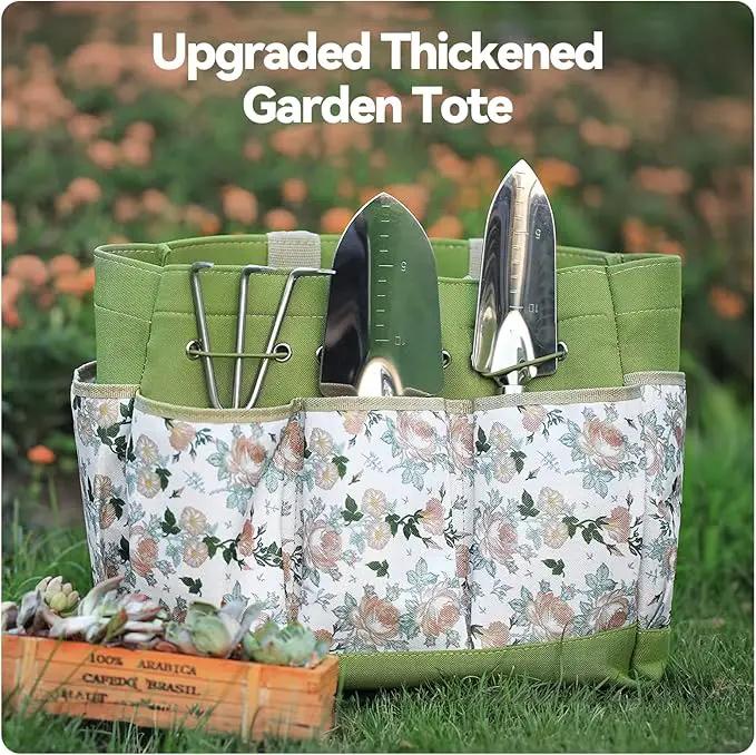 Gardening Tools 9-Piece Heavy Duty Gardening Hand Tools with Fashion and Durable Garden Tools Organizer Handbag,Rust-Proof Garden Tool Set, Ideal Gardening Gifts for Women by GreenHaven Gardens