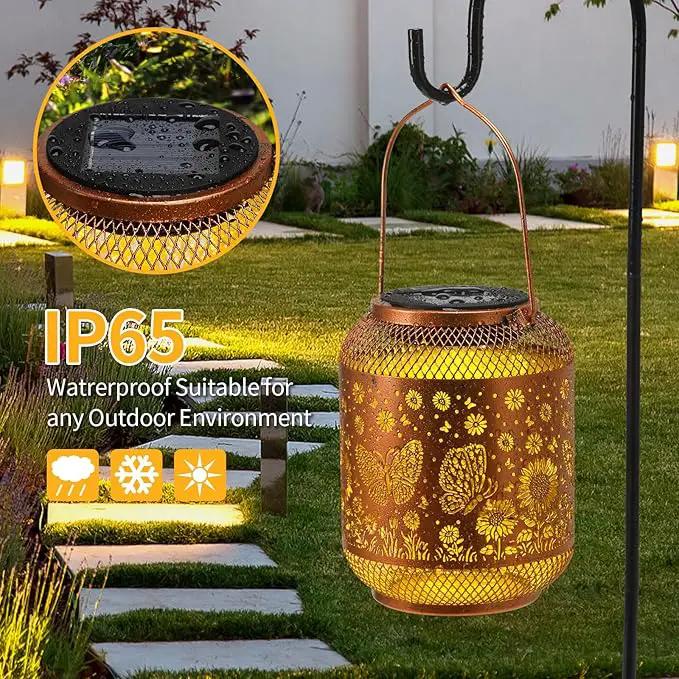 Solar Lanterns Outdoor Waterproof Butterfly Garden Decor Birthday Gifts for Women Mom Grandma Hanging Solar Lights Metal Decoration Outside for Yard, Patio, Backyard, Porch, Pathway by GreenHaven Gardens