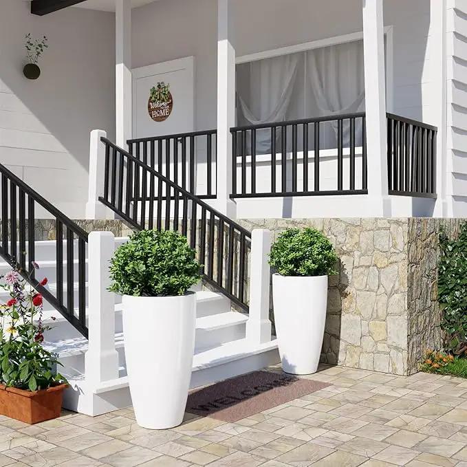 QCQHDU 21 inch Tall Planters for Indoor & Outdoor Plants, 2 Pack Sturdy Plant-Flower-Tree Pots for Front Porch Patio Deck Living Room Decor by GreenHaven Gardens