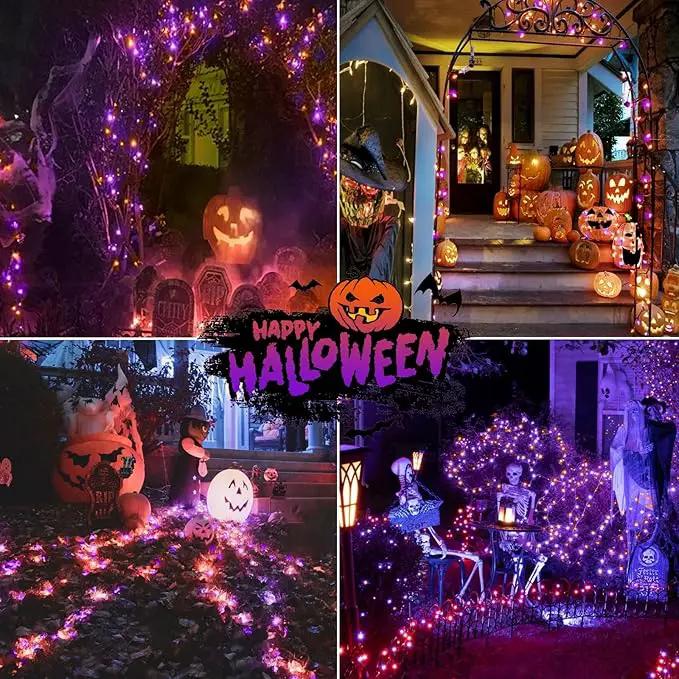 2-Pack 66FT 200 LED Extendable Halloween Lights, Orange and Purple Halloween Decorations Outdoor Indoor Tree Lights with Timer and Memory Function, Plug in Mini Light Waterproof with 13 Lighting Modes by GreenHaven Gardens